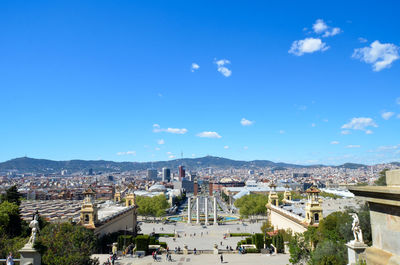 High angle view of buildings in city