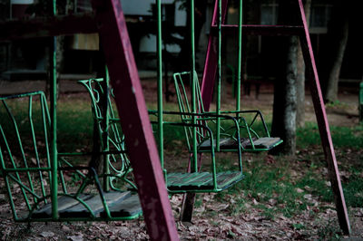 View of empty bench