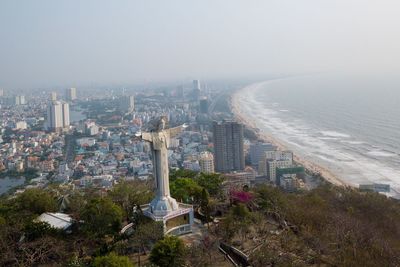 High angle view of buildings in city