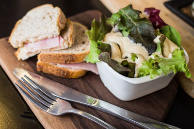 Close-up of food on cutting board