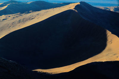 High angle view of volcanic landscape against sky