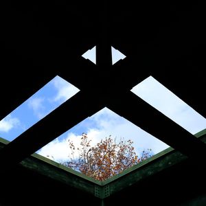 Low angle view of silhouette built structure against sky