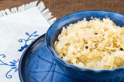 High angle view of breakfast served in bowl