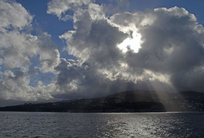 Scenic view of sea against cloudy sky