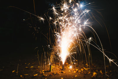 Firework display at night