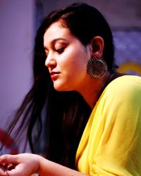 Portrait of beautiful woman at home