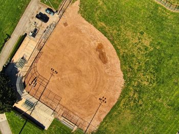 High angle view of baseball field 