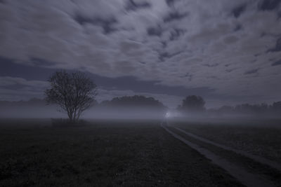 Scenic view of field against sky at dusk