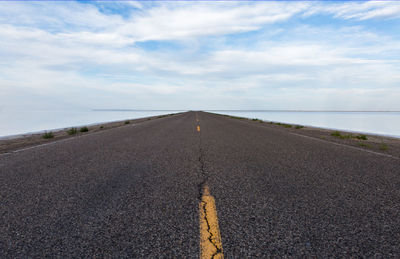 Surface level of road against sky