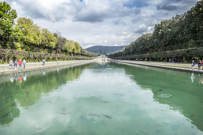 The beautiful garden of the reggia of caserta with many fountains