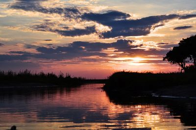 Scenic view of lake during sunset