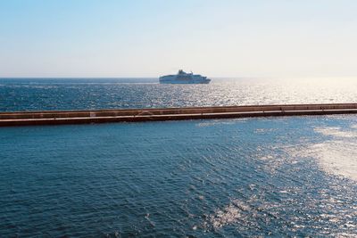 Scenic view of sea against clear sky