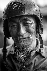 Close-up portrait of man wearing mask