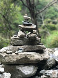 Stack of pebbles on rock