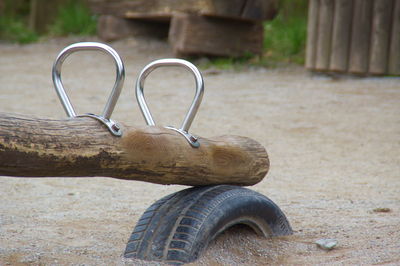 Close-up of an abandoned animal on field