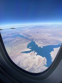 Aerial view of landscape seen from airplane window