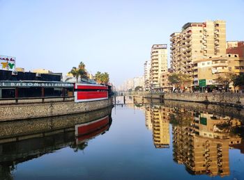 Reflection of buildings in water