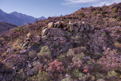 Scenic view of rocky mountains against sky