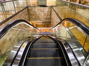 High angle view of escalator at subway station