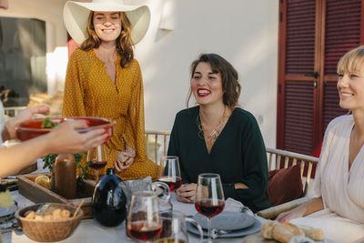 Female friends having meal