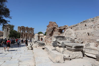 Tourits destination at library of celsus at ephesus, selcuk turkey  