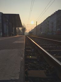 Railroad track at sunset