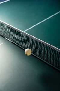 High angle view of net on tennis table