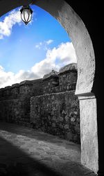 Low angle view of old building against sky