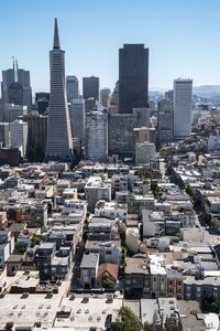 Cityscape against clear sky