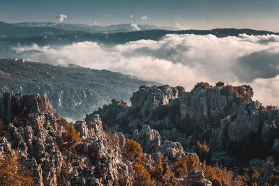 Panoramic view of mountains against sky