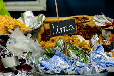 Close-up of food for sale at market stall