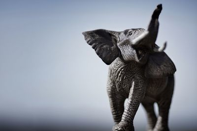 Low angle view of elephant statue against clear sky