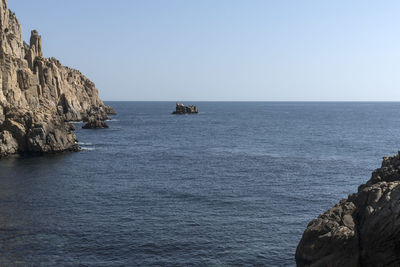 Scenic view of sea against clear sky