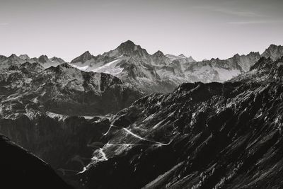 Scenic view of mountains against clear sky