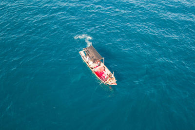 High angle view of boat in sea