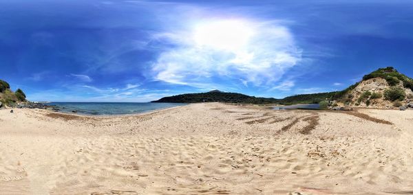 Panoramic view of beach against blue sky