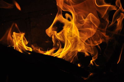 Close-up of bonfire at night