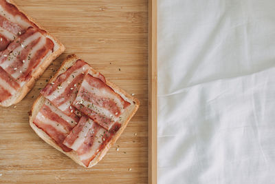 High angle view of bread on table