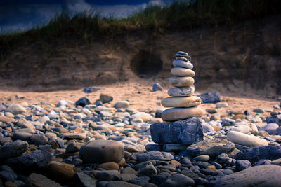 Stack of pebbles on beach