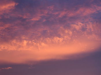Low angle view of cloudy sky at sunset