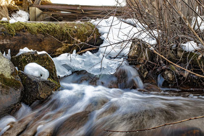 Stream flowing through rocks in forest