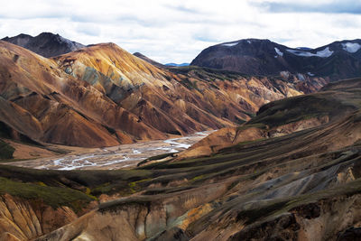 Scenic view of landscape and mountains against sky