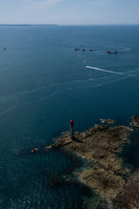 High angle view of sea against sky