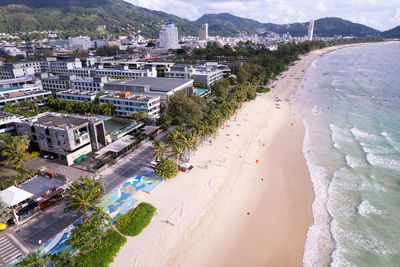 High angle view of beach