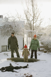 Family having fun at winter