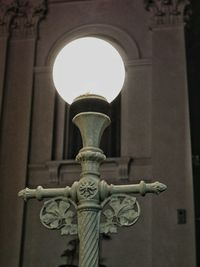 Low angle view of illuminated lamp