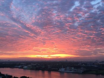 View of city at sunset