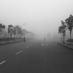 View of road in foggy weather