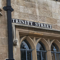 Low angle view of sign on building