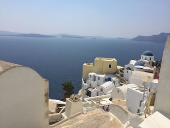 High angle view of buildings in sea